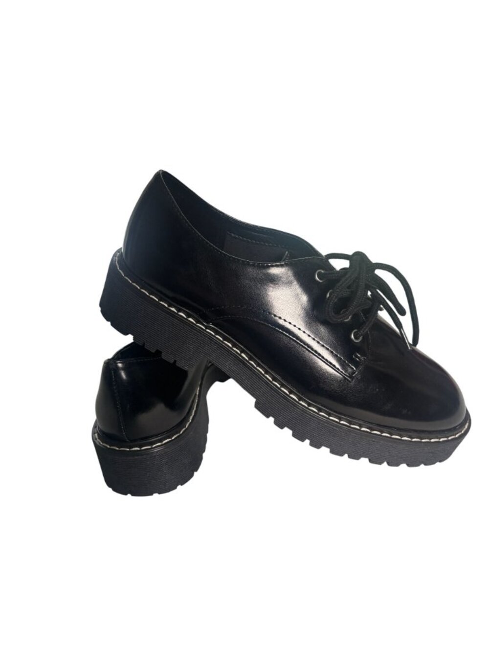 A New Day Black Platform Oxfords Chunky Lug Sole Loafers Dress Shoes 7.5 - Picture 3 of 13